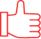 Icône pouce levé rouge : symbole de satisfaction client Icône de pouce levé rouge filaire exprimant l'approbation, le like et la validation positive.